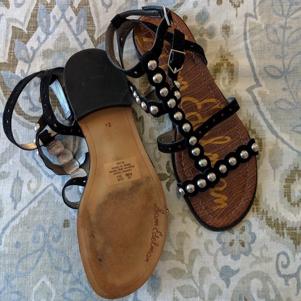 Sam Edelman Black Studded T-Strap Gladiator Sandals - Picture 3 of 3